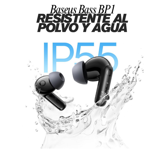 Baseus Bass BP1 Pro – Audífonos inalámbricos Bluetooth con cancelación de ruido adaptativa, sonido Hi-Res LDAC, ecualizador activo, hasta 55 h de batería, carga rápida y resistencia IP55