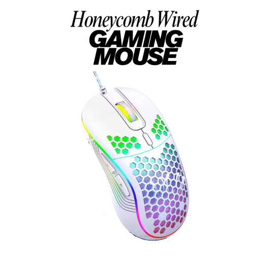 Ratón gamer ergonómico – Carcasa perforada ultraligera, RGB automático, 6 botones, cable trenzado flexible, ajuste DPI, compatible con Windows/macOS