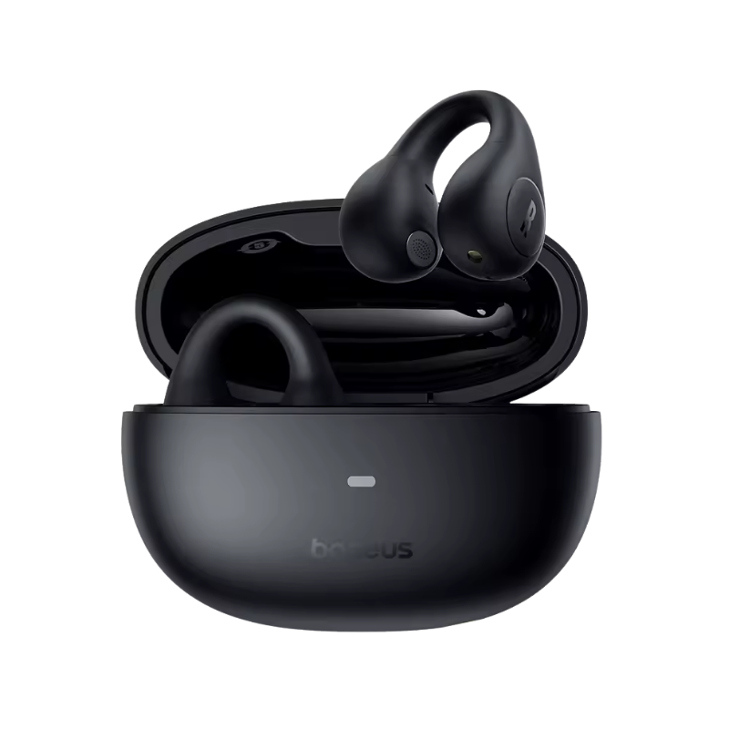 Baseus AirGo AS01 – Audífonos inalámbricos con clips de TPU, controladores de 10 mm, graves mejoradas, cancelación de ruido ENC, Bluetooth 5.3, batería 25 h