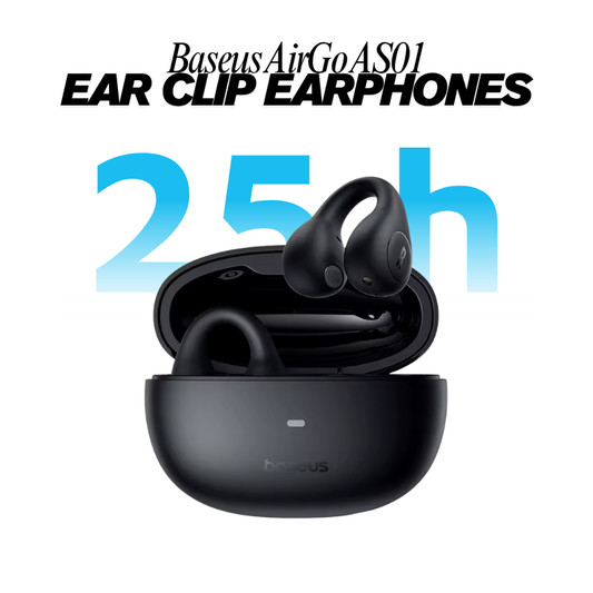 Baseus AirGo AS01 – Audífonos inalámbricos con clips de TPU, controladores de 10 mm, graves mejoradas, cancelación de ruido ENC, Bluetooth 5.3, batería 25 h
