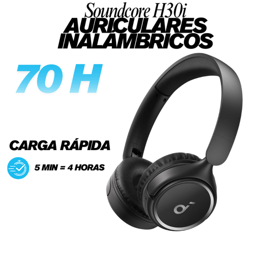 Soundcore H30i – Auriculares inalámbricos con graves potentes, 70 h de batería, carga rápida, Bluetooth 5.3 y diseño ligero y cómodo