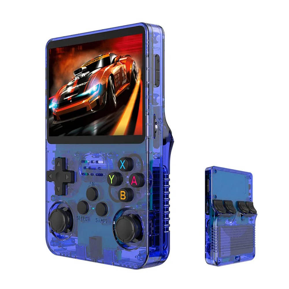 R36S – Consola portátil retro con 15 000+ juegos, pantalla IPS 3.5″, batería 3500 mAh (6 h), salida HDMI, emuladores PS1/PSP/NES/SNES