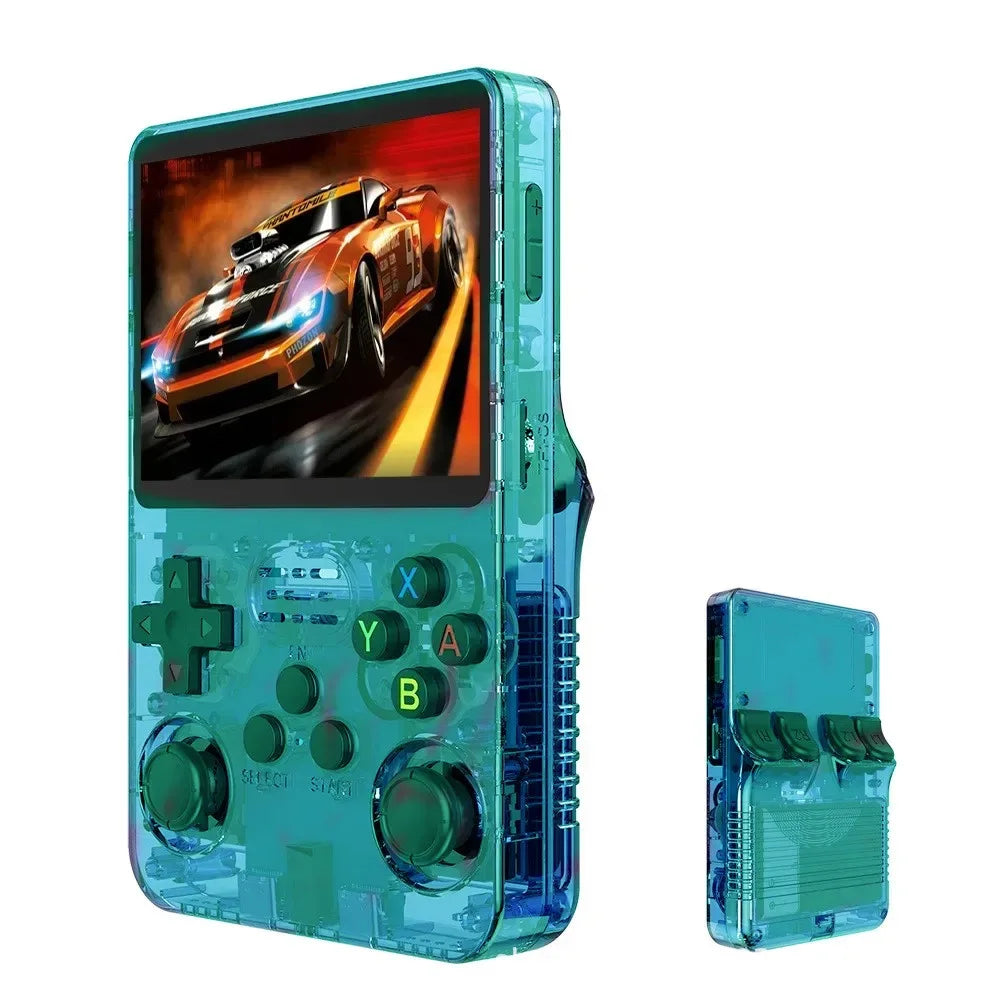 R36S – Consola portátil retro con 15 000+ juegos, pantalla IPS 3.5″, batería 3500 mAh (6 h), salida HDMI, emuladores PS1/PSP/NES/SNES