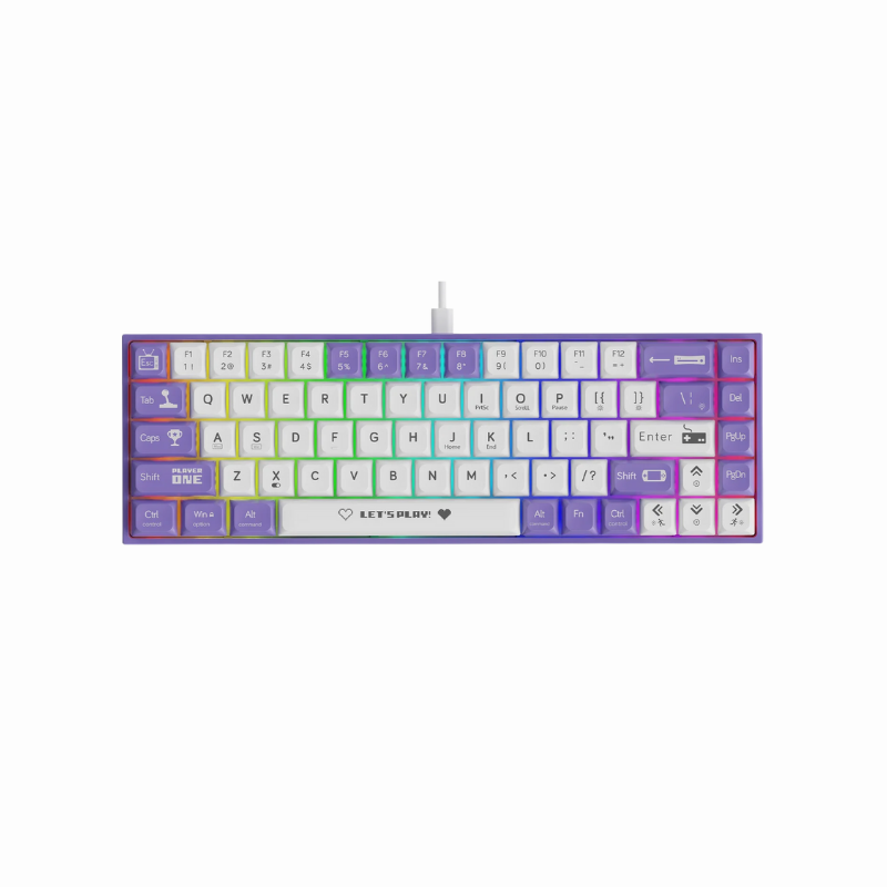 Ajazz AK680 – Teclado mecánico de 68 teclas, teclas ABS, conexión USB, distribución inglés, diseño ergonómico, CE/FCC