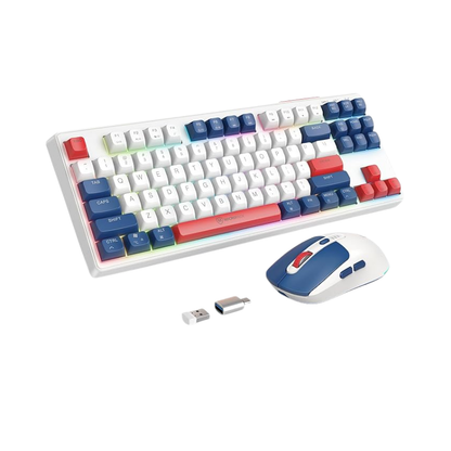 Combo de teclado y mouse inalámbricos 2.4G – Retroiluminación RGB, recargables, USB y adaptador tipo C, compatibles con Windows, MacOS y Android