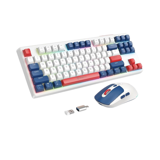 Combo de teclado y mouse inalámbricos 2.4G – Retroiluminación RGB, recargables, USB y adaptador tipo C, compatibles con Windows, MacOS y Android