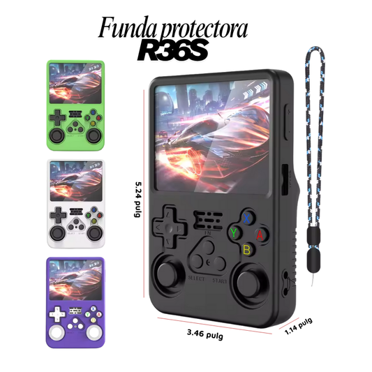 Funda de silicona suave para consola portátil Retro R36S – Protección trasera flexible y ligera