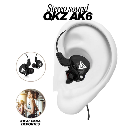 QKZ AK6 – Auriculares internos con cable, 6 controladores dinámicos, micrófono, sonido HIFI y subwoofer, diseño semiabierto para deportes y uso diario