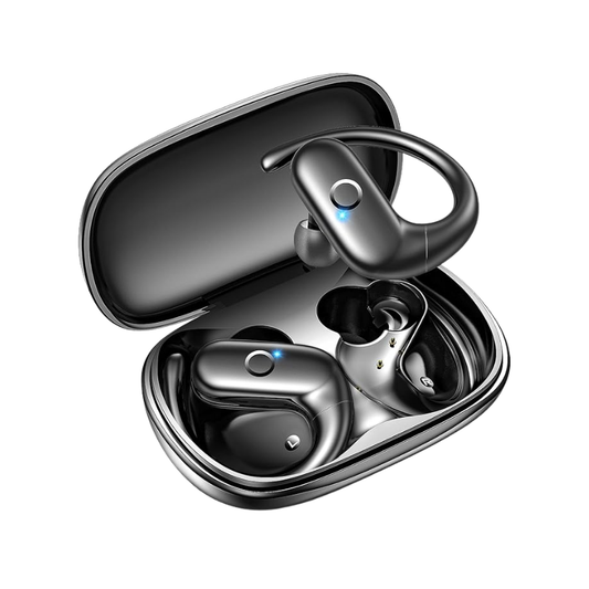 Kurdene SP9i – Auriculares inalámbricos deportivos Bluetooth con ganchos para oreja, graves profundos, hasta 60 h de reproducción, estuche de carga rápida, ajuste cómodo y resistente