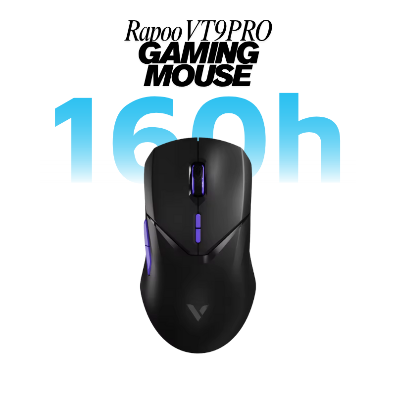 Rapoo VT9PRO - Ratón inalámbrico para juegos, sensor PAW 3398, 26000 DPI, frecuencia de sonido de 4 KHz, tiempo de respuesta de 0,25 ms, ligero, duración de la batería de